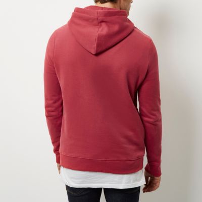 Red washed casual hoodie